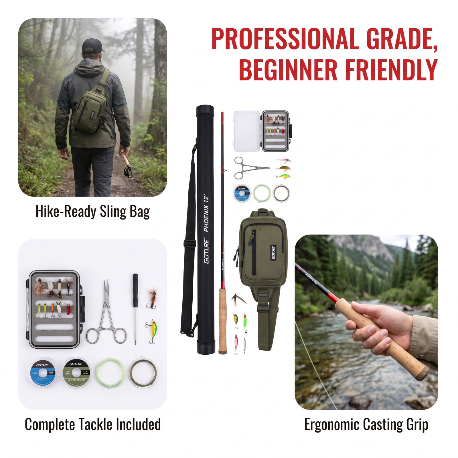 Fishing Rod Fly - Conjunto de Vara de Pesca Tenkara