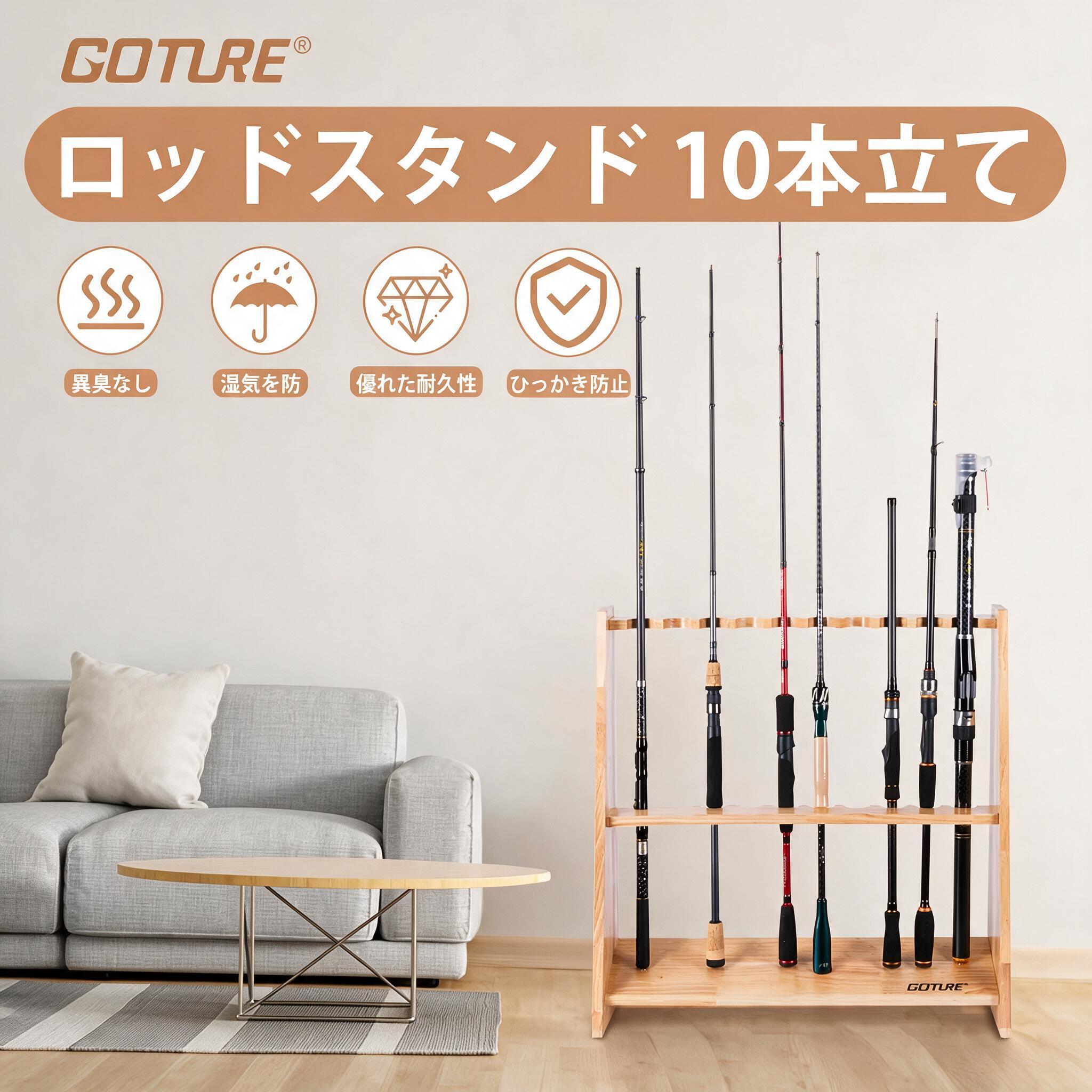 Fishing Rod Rack - Suportes de Madeira para Varas de