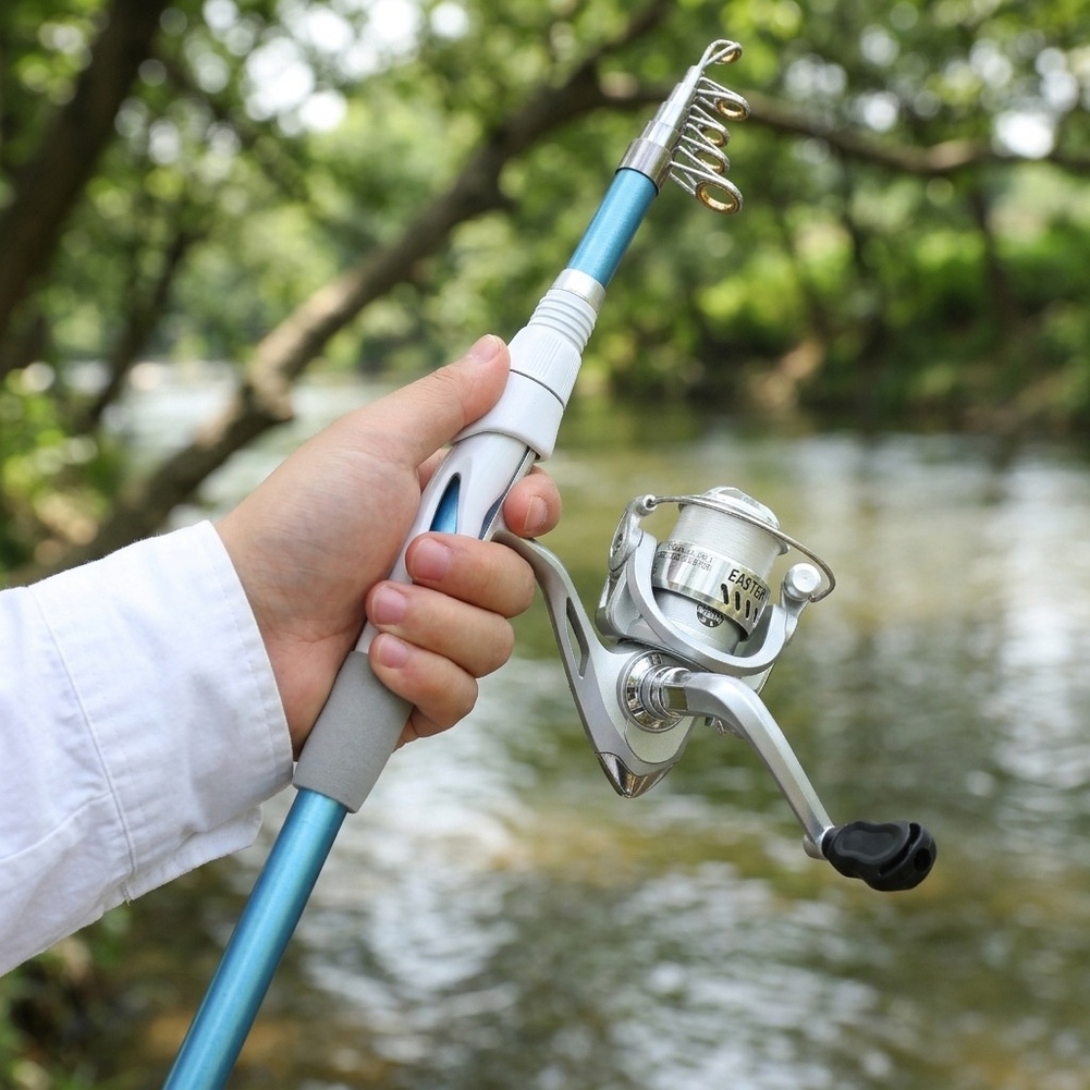 Vara de Pesca Azul e Branca de - Fishing Rod Combo avaliação e preço